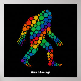 Póster Día Feliz de las Lunares Sasquatch Divertido Color