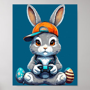 Póster Día Feliz de Pascua de Conejo Huevo Videojuego Niñ