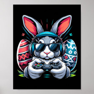 Póster Día Feliz de Pascua de Conejo Huevo Videojuego Niñ