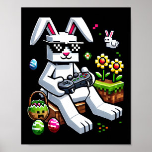 Póster Día Feliz de Pascua de Conejo Huevo Videojuego Niñ