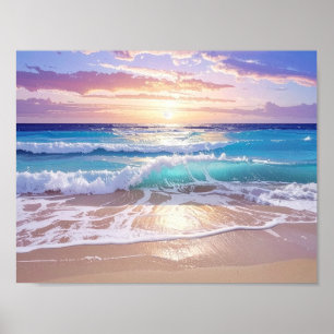 Póster Día Hermoso Maravillas del Océano en la Playa de l