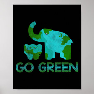 Póster Día Hora Proteger Clima Naturaleza Elefante Verde
