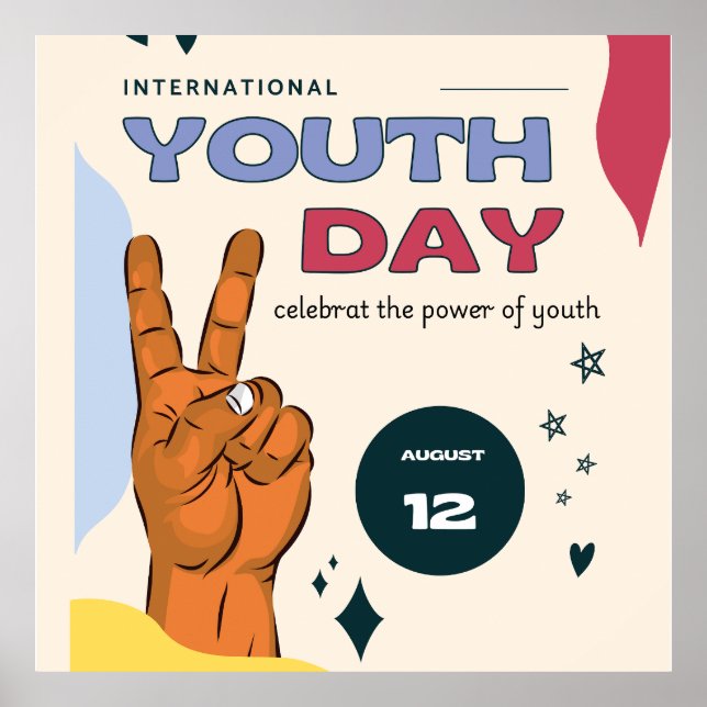 Póster Día Internacional de la Juventud, 12 de agosto,  (Frente)