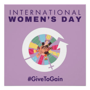 Póster Día Internacional de la Mujer 2026 Dar para Ganar