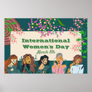 Póster Día Internacional de la Mujer 8 de Marzo Floral Gr