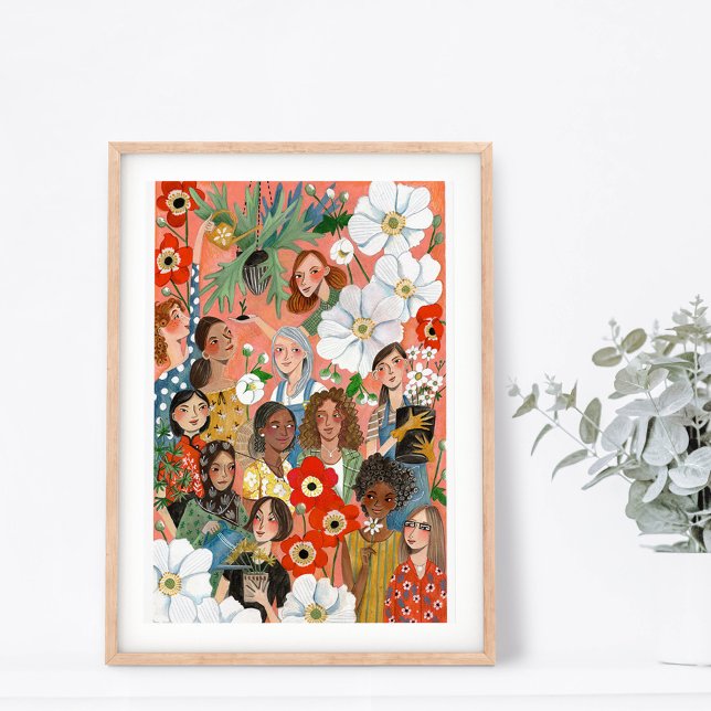 Póster Día Internacional de la Mujer con flores (Subido por el creador)
