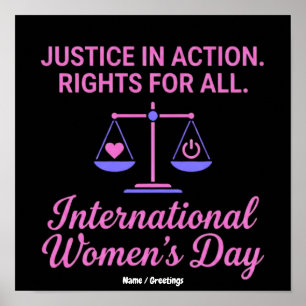 Póster Día Internacional de la Mujer Justicia en Acción D