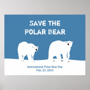 Póster Día internacional del oso polar - ahorre el oso