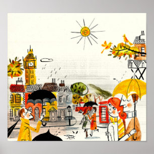 Póster Día lluvioso en Londres