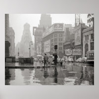 Día lluvioso en Times Square, 1943. Foto antigua