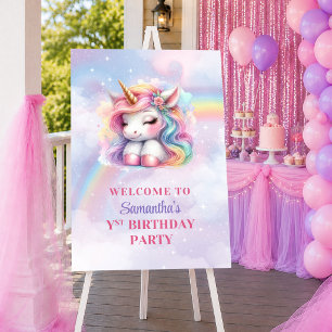 Póster Día Mágico de Cumpleaños de la Niña Unicornio Prec