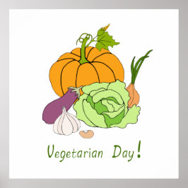 Póster Día Mundial de la Vegetariana Minimalista