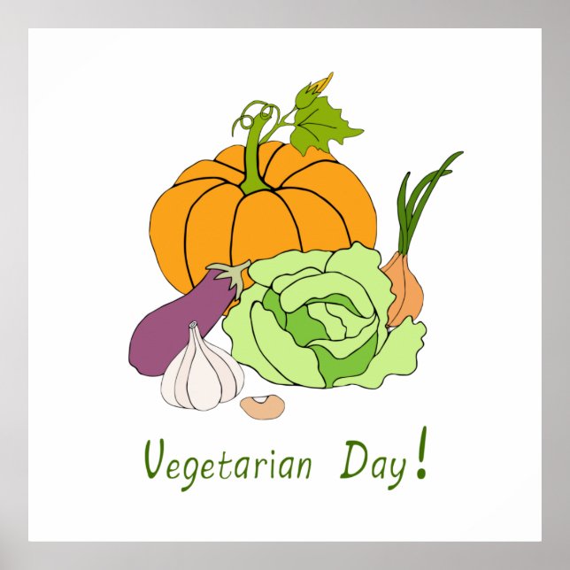 Póster Día Mundial de la Vegetariana Minimalista (Frente)