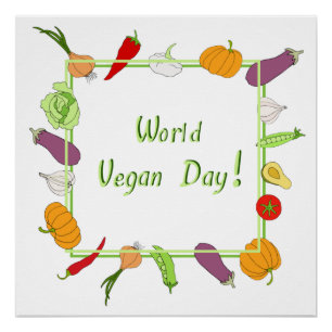Póster Día Mundial de la Vegetariana Minimalista