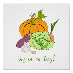 Póster Día Mundial de la Vegetariana Minimalista