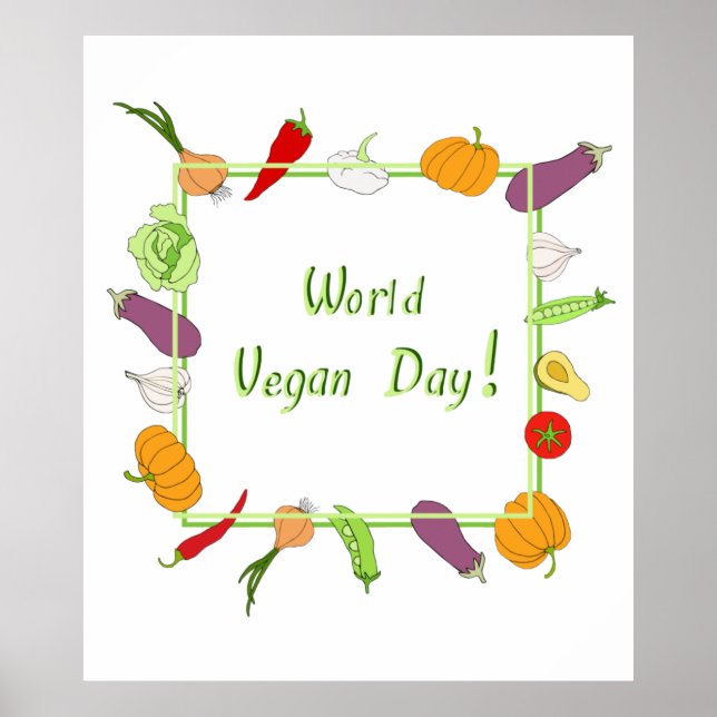 Póster Día Mundial de la Vegetariana Minimalista (Frente)