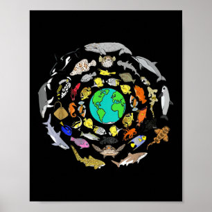 Póster Día Mundial del Océano Vida marina Día del Medio A