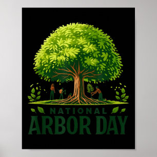 Póster Día Nacional Del Árbol De Arbor Cuidado Por Un Fel