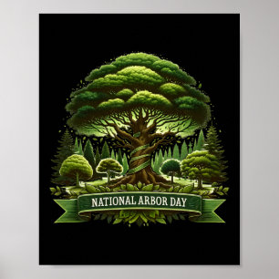 Póster Día Nacional Del Árbol De Arbor Cuidado Por Un Fel