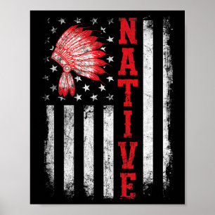 Póster Día Nativo Americano Bandera Usa Cherokee Indígena