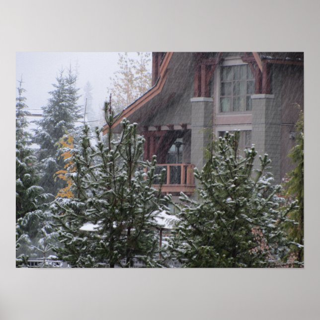 Póster Día nevado en Whistler, Columbia Británica (Frente)