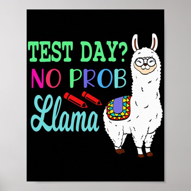 Póster Día No Prob Llama Día de Prueba No Problema Día de (Frente)