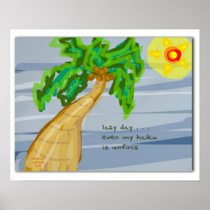 Póster Día perezoso Haiku Art Palm Tree Poster