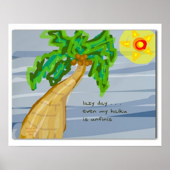 Póster Día perezoso Haiku Art Palm Tree Poster (Frente)