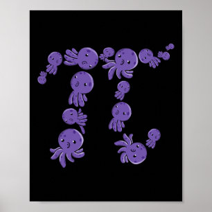 Póster Día Pi Diez Divertido Octopi Octopus Sea Life Pi S