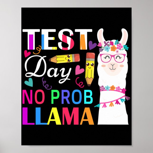 Póster Día Sin Prob Llama Divertida Prueba de Maestros 2 (Frente)
