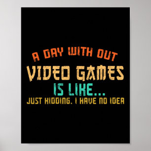 Póster Día Sin Videojuegos Gamer Divertido Chicos Jugando