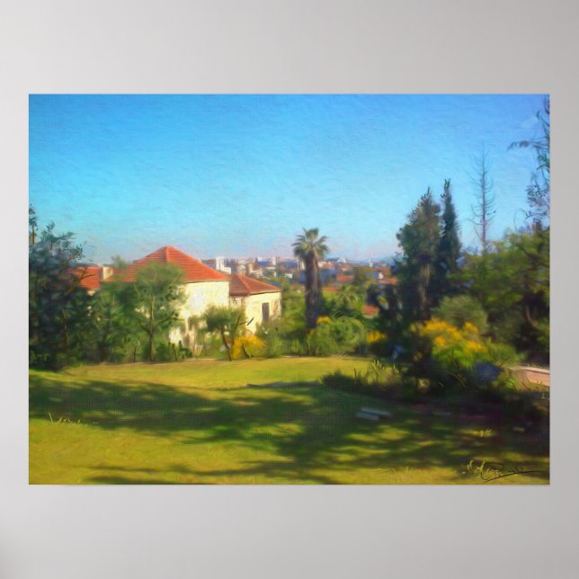 Póster Día soleado Yemin Moshe mira el petróleo de JerIsa (Frente)
