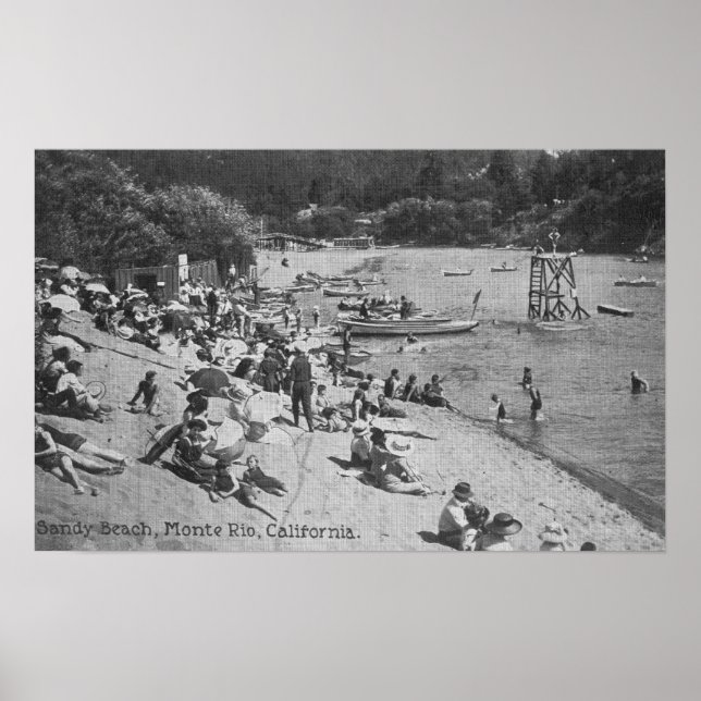 Póster Día típico en la playa de arena Monte Rio, CA (Frente)