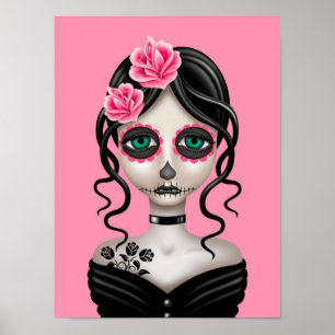 Póster Día triste del chica muerto en rosa
