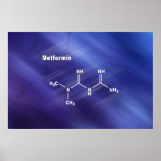 Póster Diabetes de metformina, formo químico estructural