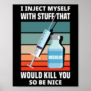 Póster Diabetes Diabéticos Tipo 1 Diabetes T1D Me Inyecto