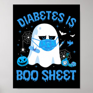 Póster Diabetes es una hoja de boom: azul gris para la to