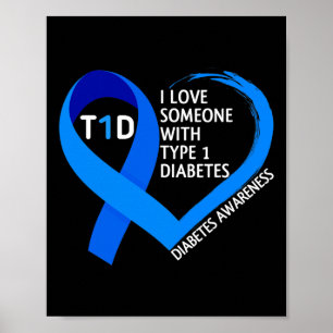 Póster Diabetes Mes de Conciencia Amo A Alguien Con Tipo