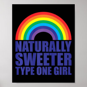 Póster Diabetes Naturalmente Más Dulce Tipo Uno Chica Arc
