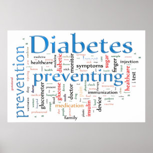 Póster Diabetes que previene el azul