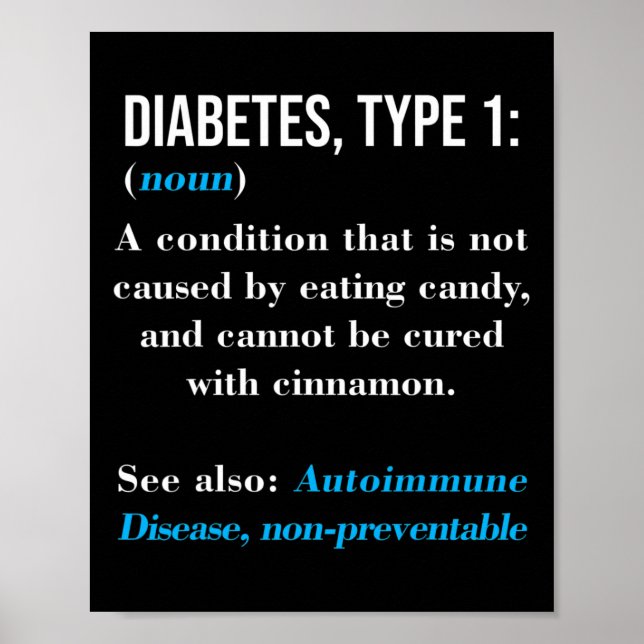 Póster Diabetes Tipo 1 Definición Enfermedad autoinmune (Frente)