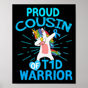 Póster Diabetes tipo 1 Diabetes Unicornio Orgulloso Primo