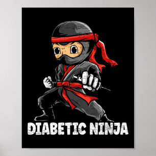 Póster Diabética Ninja Diabetes Awareness Mes T1D Tipo 1