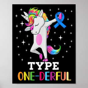Póster Diabéticos divertidos de unicornio tipo 1 Maravill