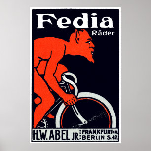 Póster Diablo 1920 que monta una bicicleta