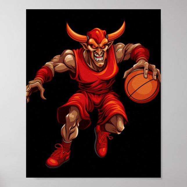 Póster Diablo de baloncesto (Frente)