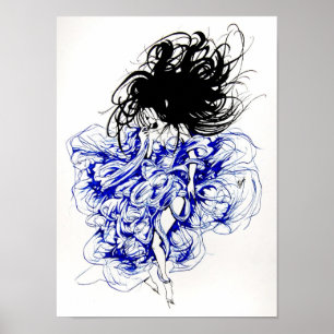 Póster Diablo en un vestido azul