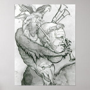 Póster Diablo que juega la cabeza como saxofón, 1144 del