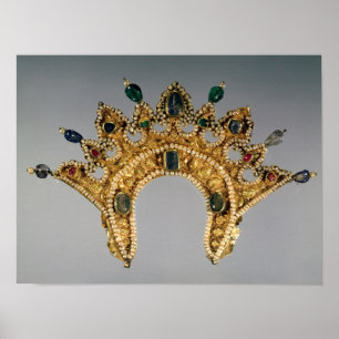Póster Diadema rusa, oro fijado con las perlas