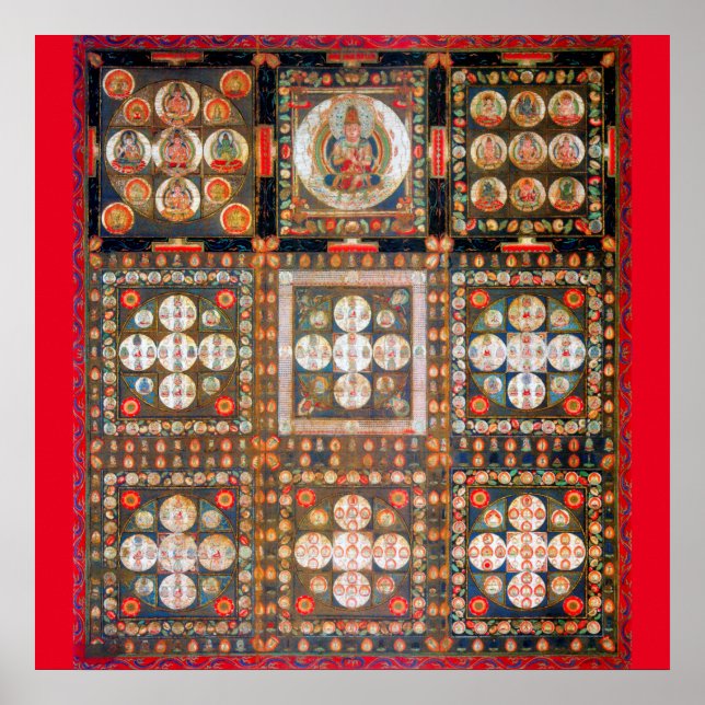 Póster Diagrama cósmico de Mandala para meditación (Frente)